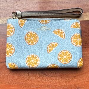Coach Lemon Slice Wristlet in Blue and Orange